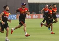 Kolkata Knight Riders team during practice at Feroz Shah Kotla...